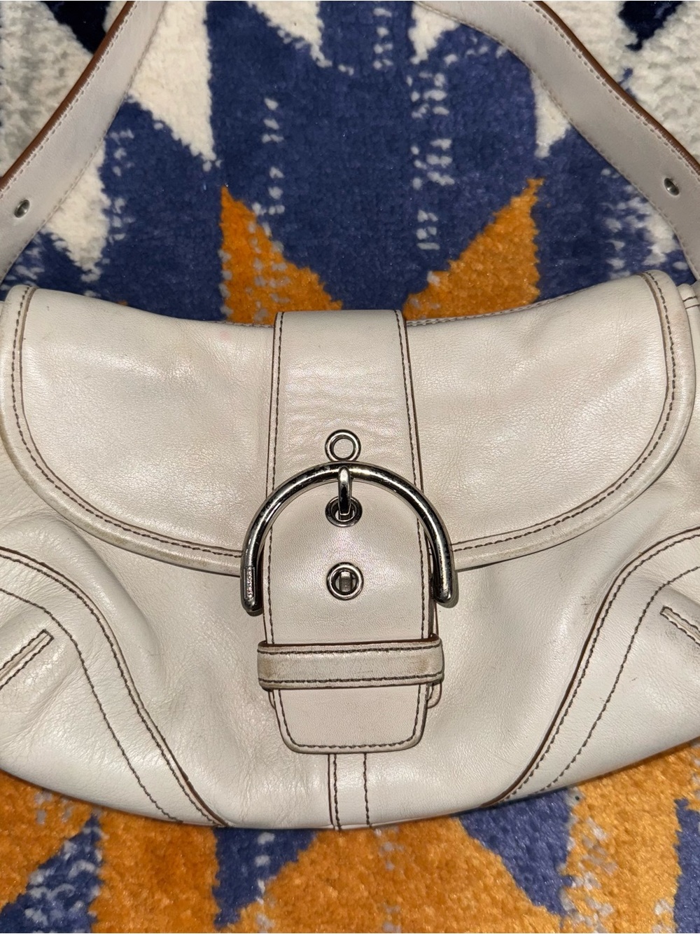 Vintage Y2K 2000s Coach White Mini Soho Leather Shoulder Bag ink stain - Picture 2 of 15